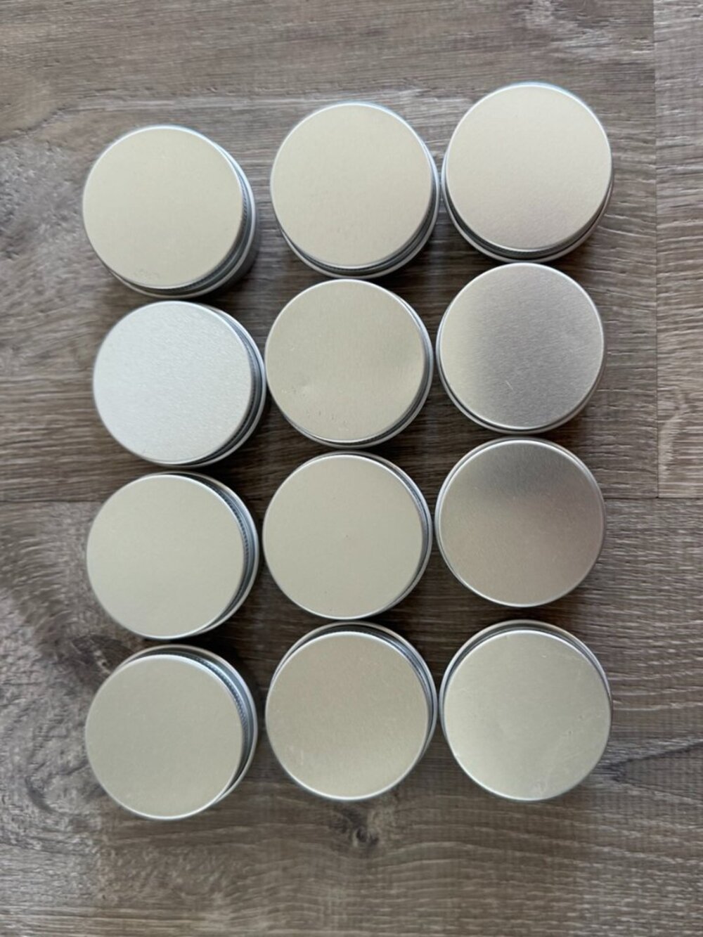 Dozen Small Silver Aluminum Screw-Top Tins | Make-up, Lip Balm, Balms & Creams